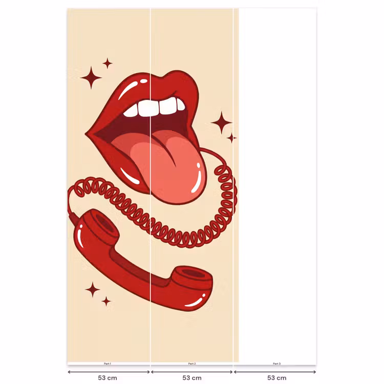 Mond - Telefoon - Popart - Rood - Illustratie Behang Vlies klein -USP_banen
