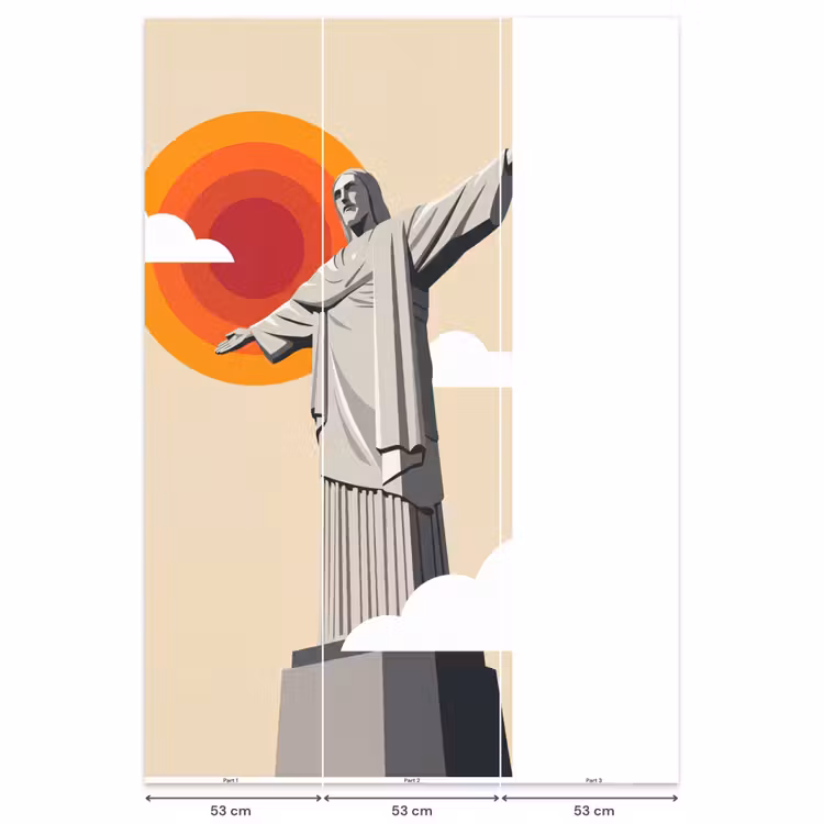 Monument - Stad - Zonsondergang - Minimalistisch - Oranje Behang Vlies klein -USP_banen