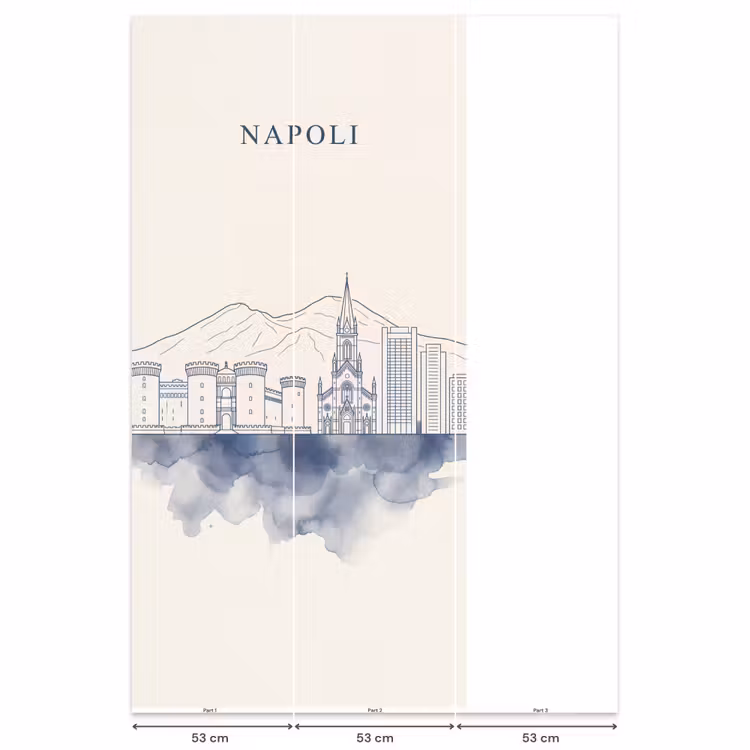 Napels - Skyline - Italie - Lijntekening - Aquarel Behang Vlies klein -USP_banen