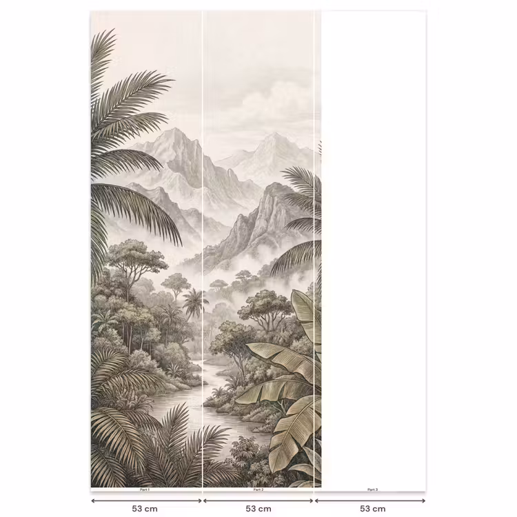 Natuur - Bergen - Rivier - Tropisch - Vintage Behang Vlies klein -USP_banen