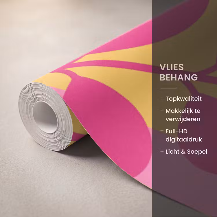 Natuur - Bladeren - Abstract - Roze - Geel Behang Vlies klein -USP_closeupNL