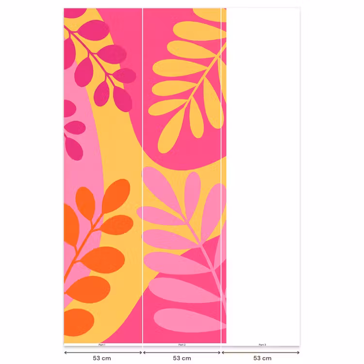 Natuur - Bladeren - Abstract - Roze - Geel Behang Vlies klein -USP_banen