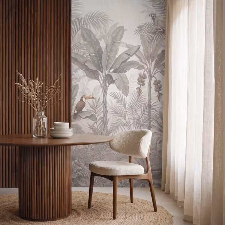 Natuur - Jungle - Ringstaartmaki - Bruin Behang Vlies klein -sfeer1