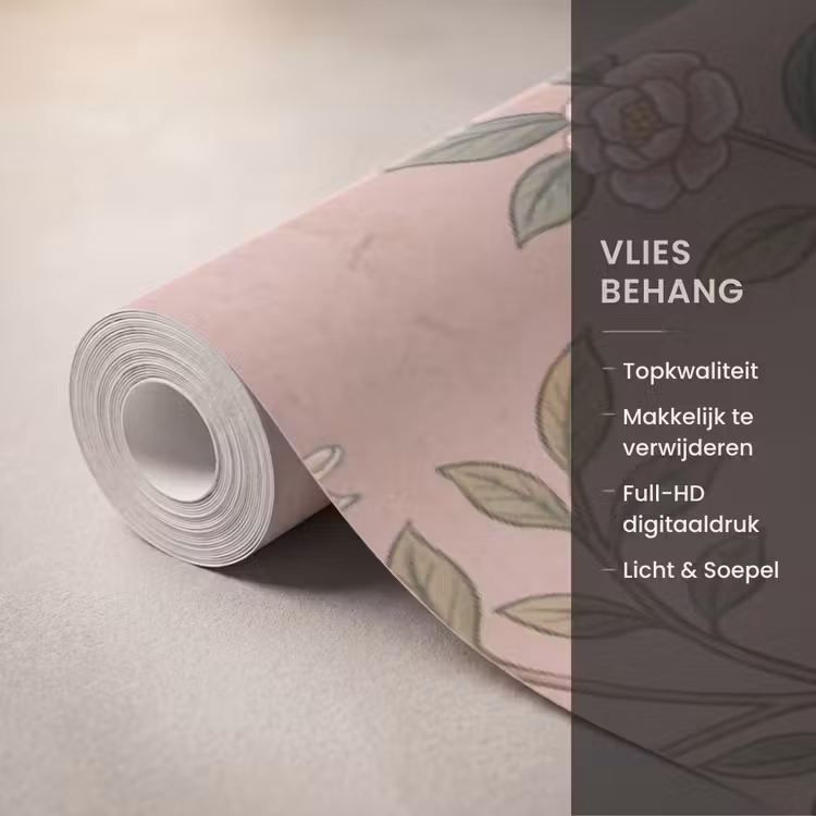 Nostalgisch - Reigers - Roze Behang Vlies klein -USP_closeupNL