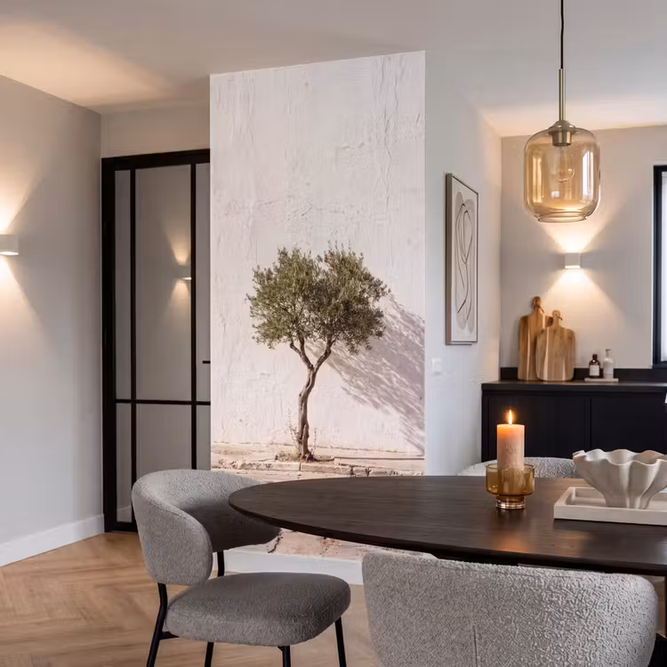 Behang - Olijfboom - muur - wit - Olijfboom - muur - wit Behang Vlies klein