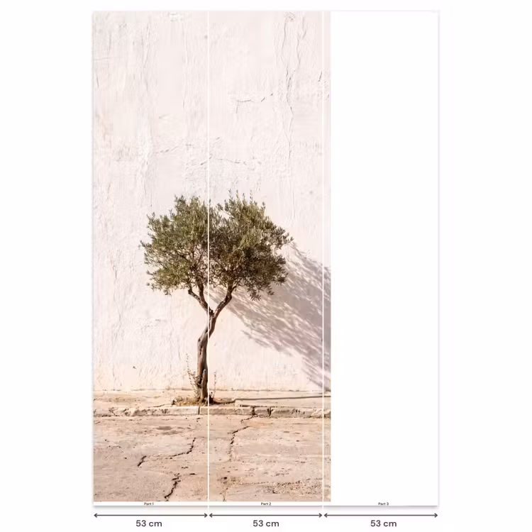 Behang - Olijfboom - muur - wit - Olijfboom - muur - wit Behang Vlies klein