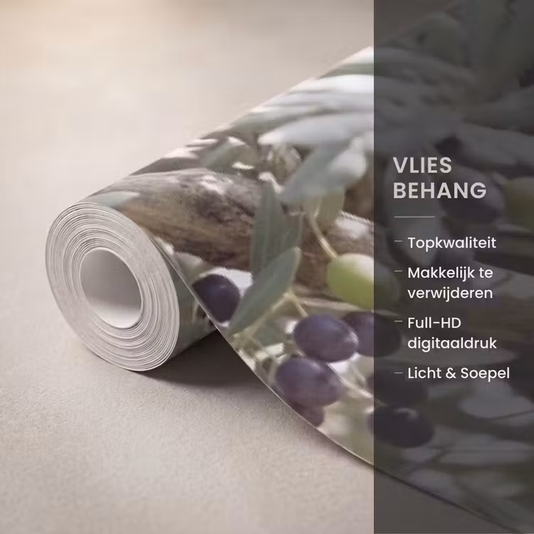 Behang - Olijfboom - tak - groen - Olijfboom - tak - groen Behang Vlies klein