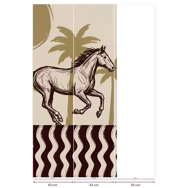 Paard - Galopperend - Woestijn - Illustratie Behang Vlies klein -USP_banen