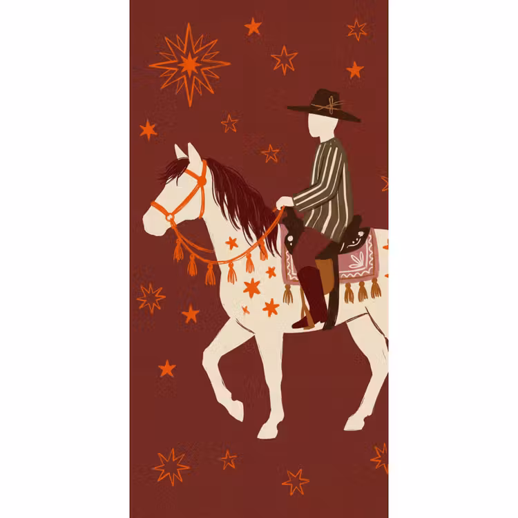 Paard - Ruiter - Sterren - Nacht - Illustratie Behang Vlies klein -3d_website