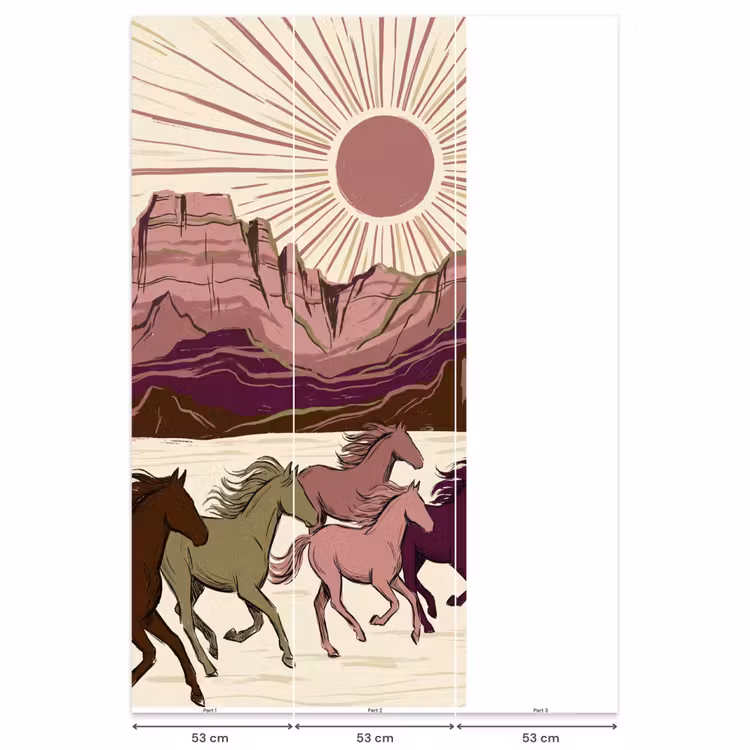 Paarden - Rennend - Woestijn - Natuur - Abstract Behang Vlies klein -USP_banen