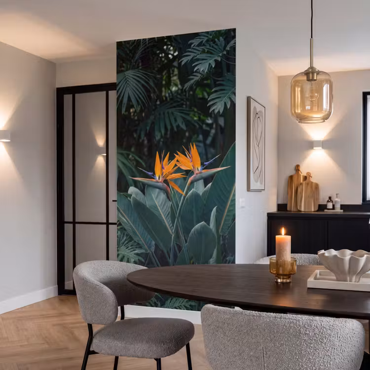 Paradijsvogel - Bloem - Exotisch Behang Vlies klein -sfeer3