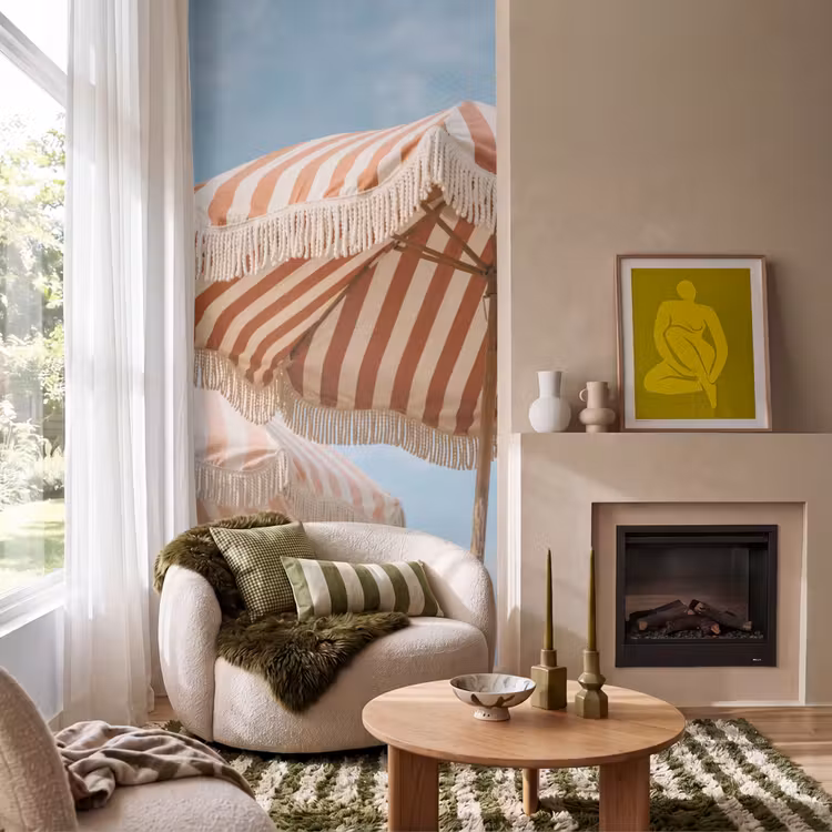 Parasol - Lucht - Rood Behang Vlies klein -sfeer2