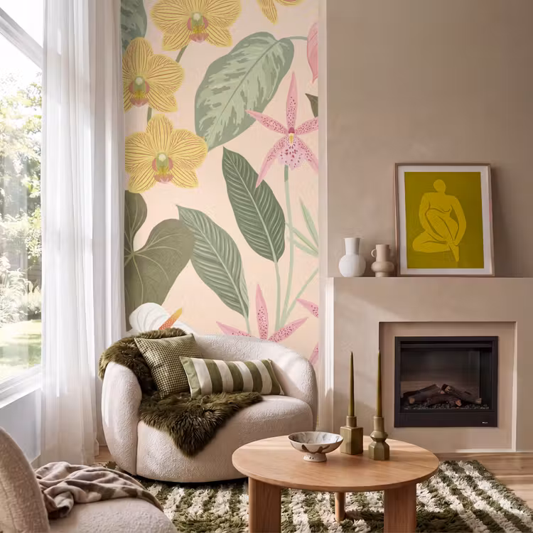 Patroon - Bloemen - Kleurrijk Behang Vlies klein -sfeer2