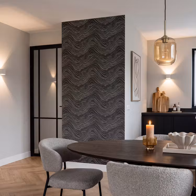 Patroon - Contrast - Antraciet Behang Vlies klein 1076 -sfeer3