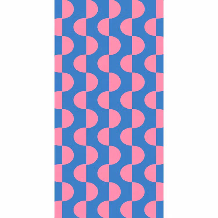Patroon - Halve cirkels - Abstract - Modern - Roze - Blauw Behang Vlies klein -3d_website