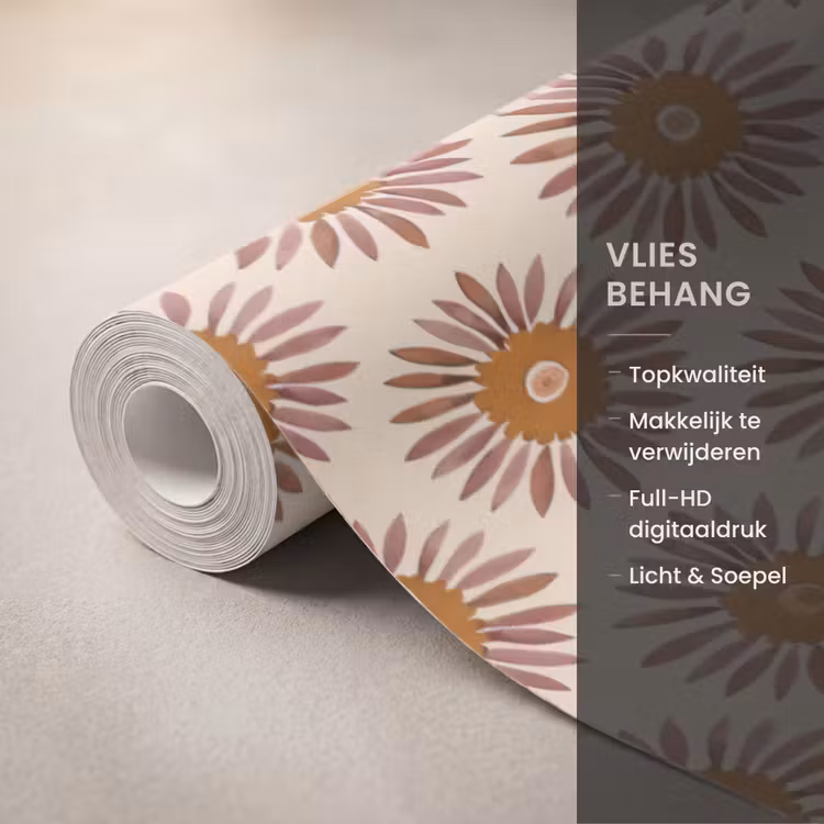 Patroon - Retro - Bruin Behang Vlies klein 1076 -USP_closeupNL