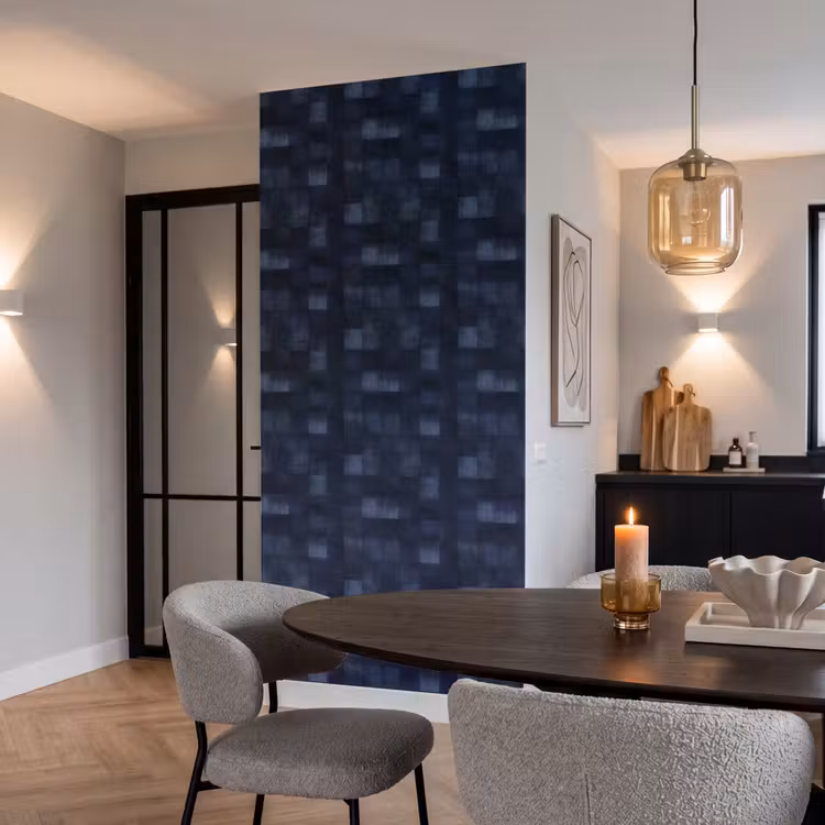 Patroon - Ruit - Marineblauw Behang Vlies klein 1076 -sfeer3