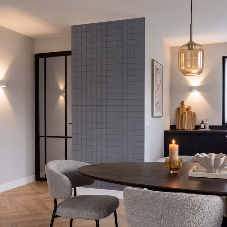 Patroon - Tegel - Grafiet - Grijs Behang Vlies klein 1076 -sfeer3