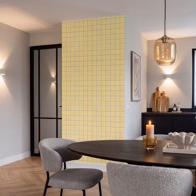 Patroon - Tegels - Geel Behang Vlies klein 1076 -sfeer3