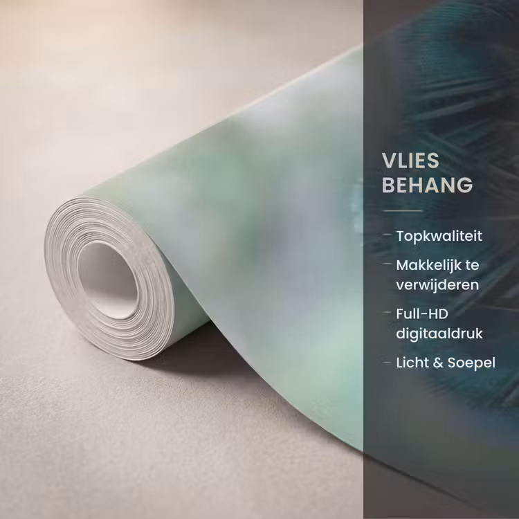 Pauw - Veren - Blauw Behang Vlies klein -USP_closeupNL