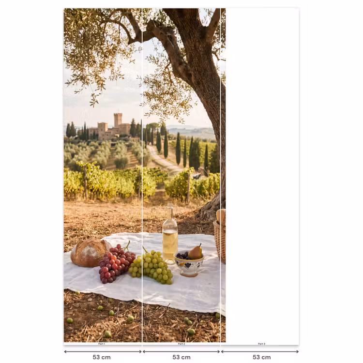 Picknick - Wijngaard - Landschap - Zomer - Eten Behang Vlies klein -USP_banen