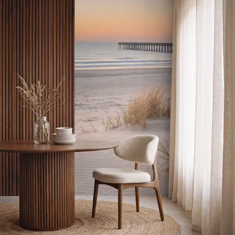 Pier - Zonsondergang - Strand Behang Vlies klein -sfeer1