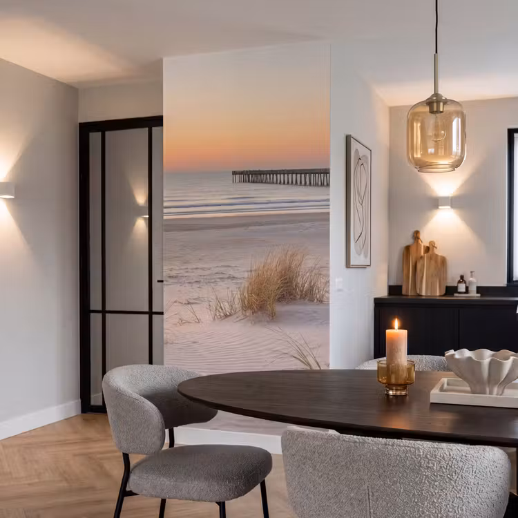Pier - Zonsondergang - Strand Behang Vlies klein -sfeer3