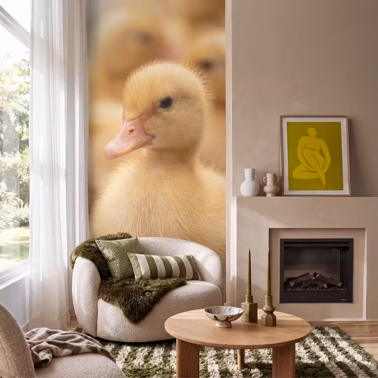 Pijltje - Eend - Natuur - Geel Behang Vlies klein -sfeer2