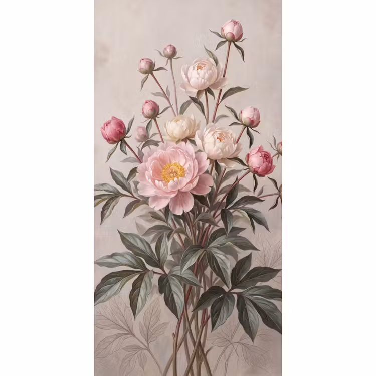Pioenrozen - Boeket - Roze Behang Vlies klein -3d_website