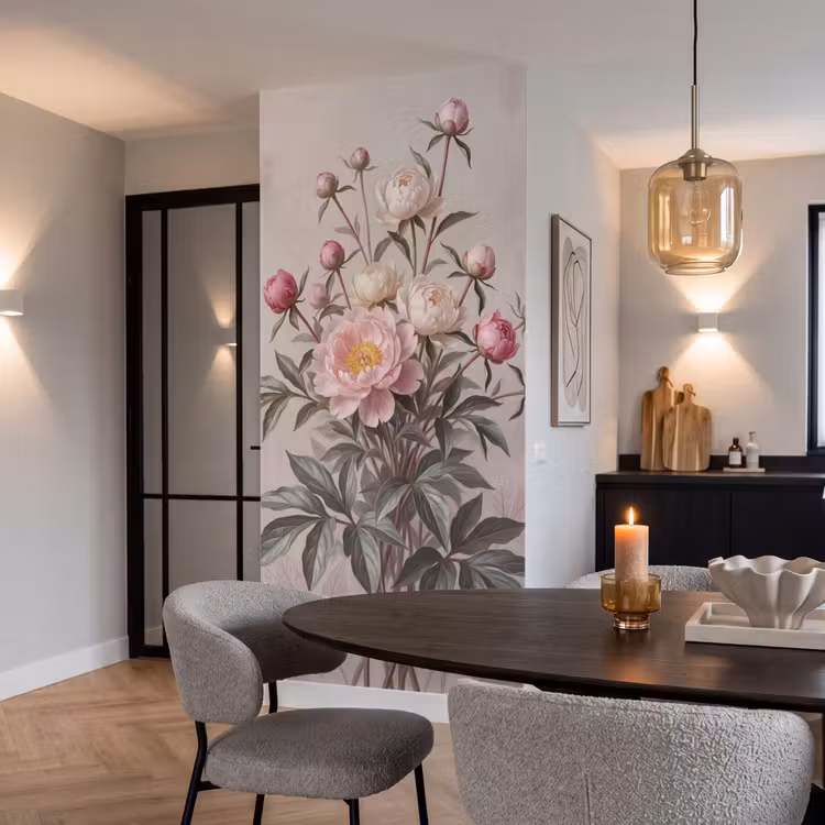 Pioenrozen - Boeket - Roze Behang Vlies klein -sfeer3