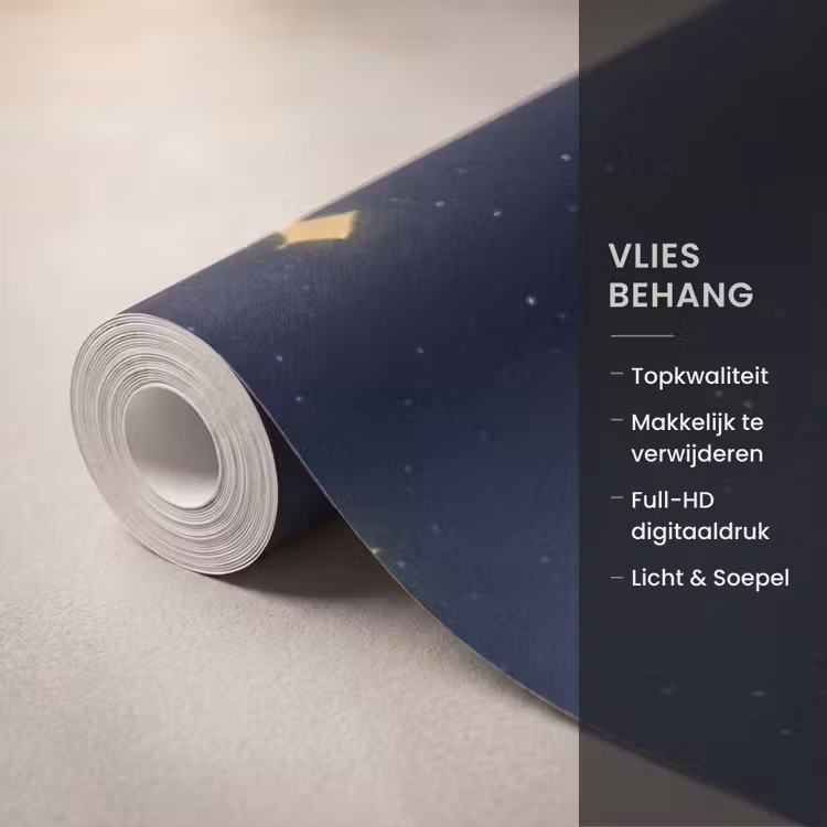 Planeet - Wolken - Sterren - Blauw Behang Vlies klein -USP_closeupNL