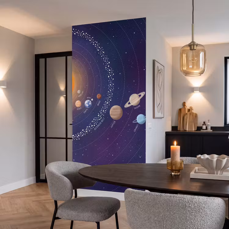 Planetenstelsel - Ruimte - Illustratie Behang Vlies klein -sfeer3