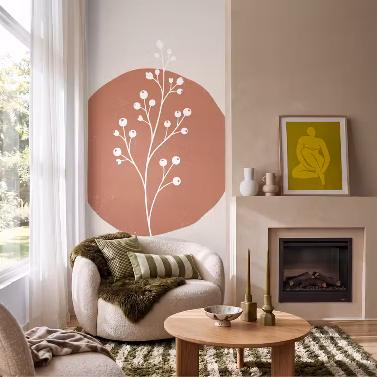 Plant - Tak - Abstract - Modern - Wit Behang Vlies klein -sfeer2
