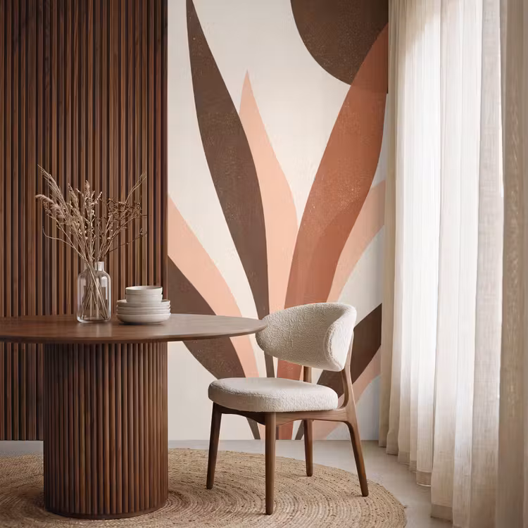 Planten - Abstract - Natuur - Bruin Behang Vlies klein -sfeer1