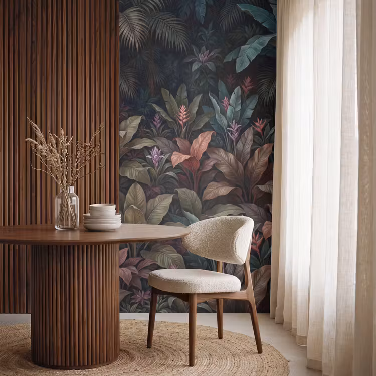 Planten - Tropisch - Jungle - Donker - Natuur Behang Vlies klein -sfeer1