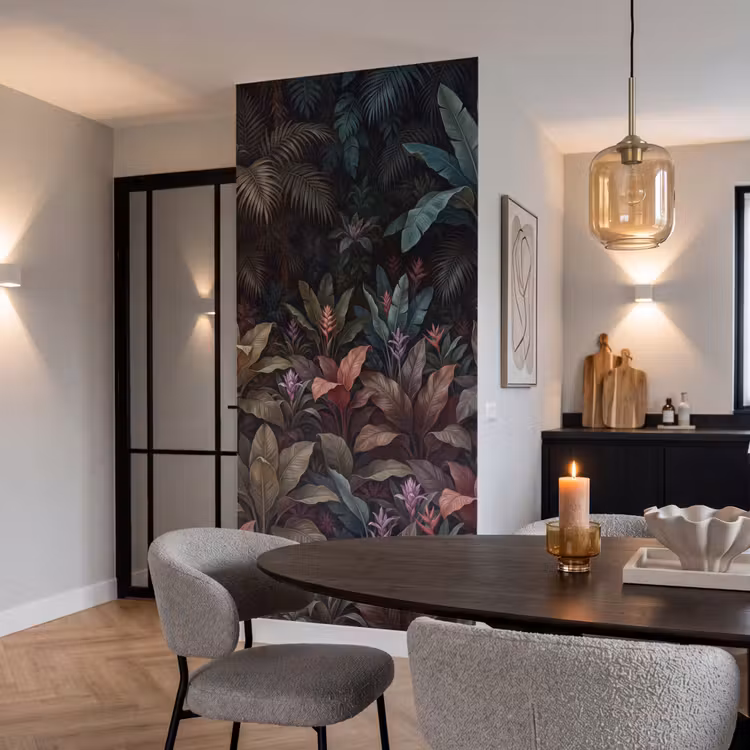 Planten - Tropisch - Jungle - Donker - Natuur Behang Vlies klein -sfeer3