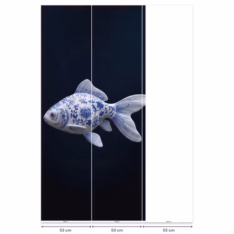 Porselein - Goudvis - Delfts - Blauw Behang Vlies klein -USP_banen