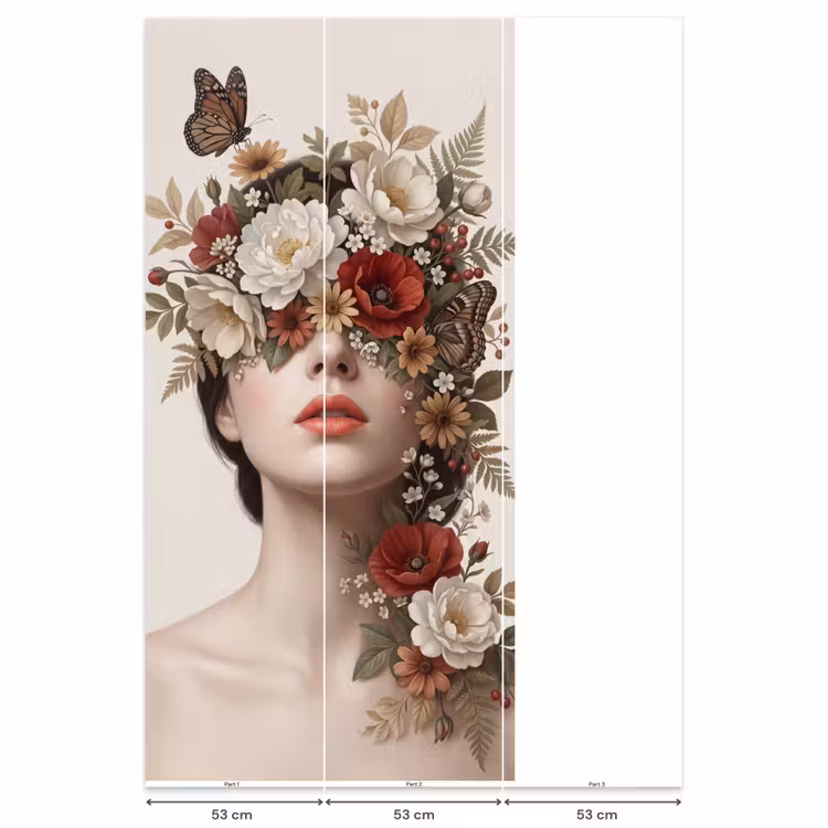 Portret - Bloemen - Cremé Behang Vlies klein -USP_banen