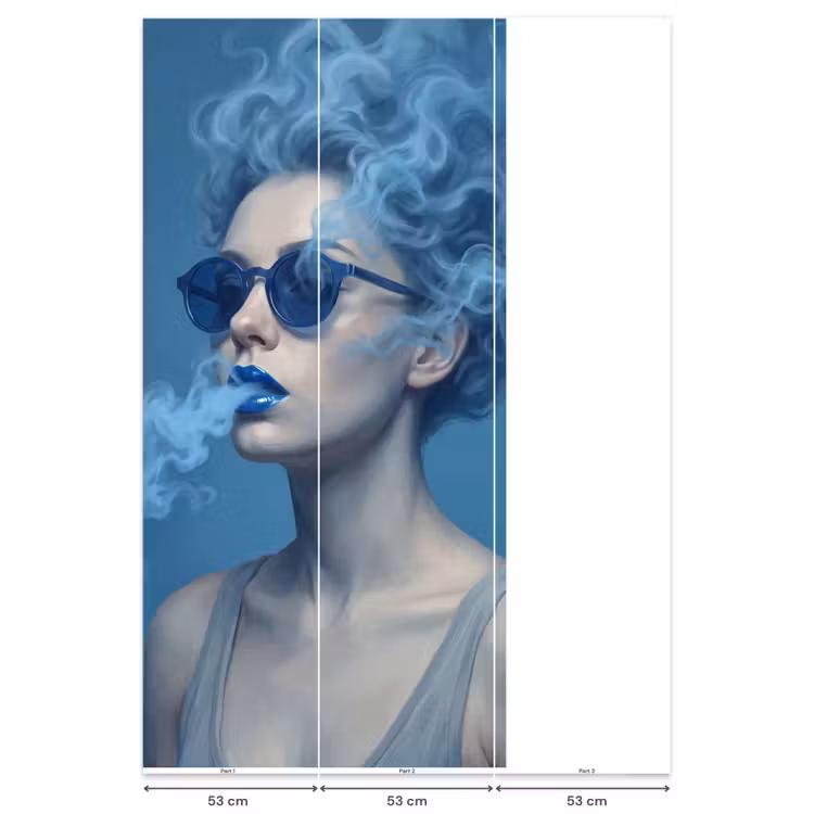 Portret - Zonnebril - Rook - Abstract - Blauw Behang Vlies klein -USP_banen