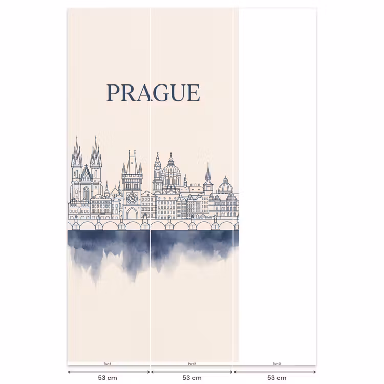 Praag - Skyline - Architectuur - Blauw Behang Vlies klein -USP_banen