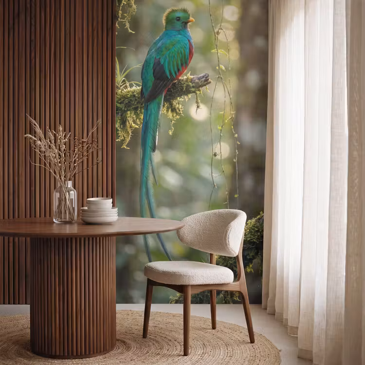 Quetzal - Jungle - Natuur - Groen Behang Vlies klein -sfeer1