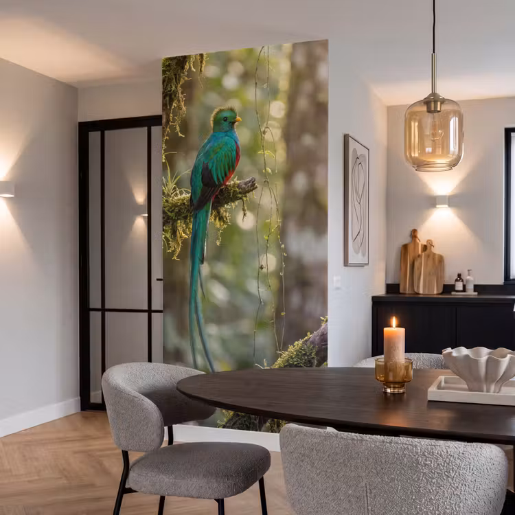 Quetzal - Jungle - Natuur - Groen Behang Vlies klein -sfeer3
