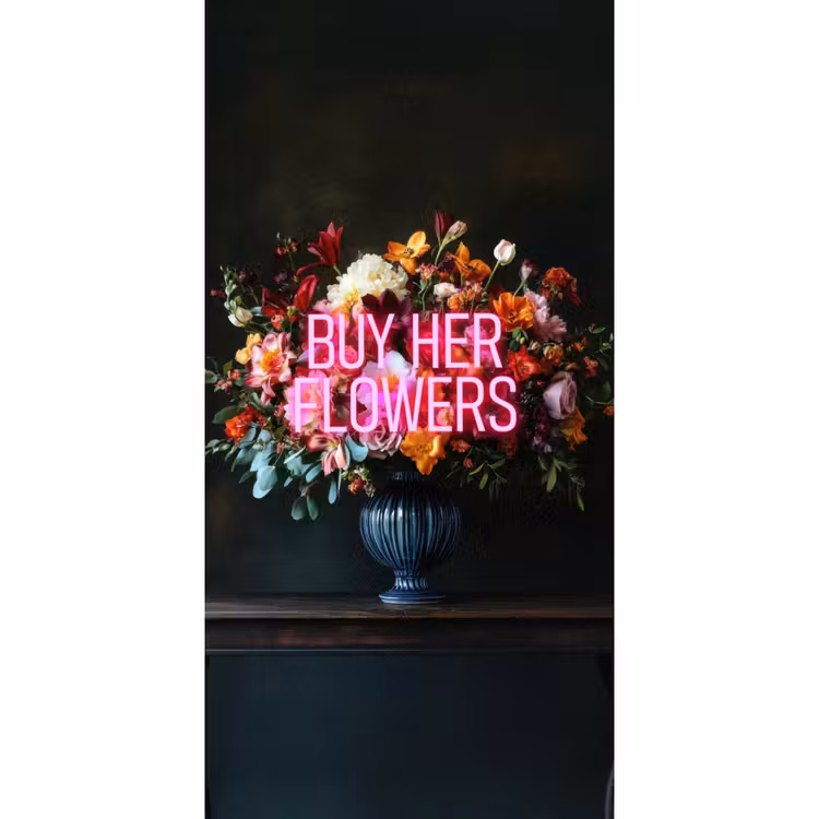 Quote - Bloemen - Vaas - Neon Behang Vlies klein -3d_website