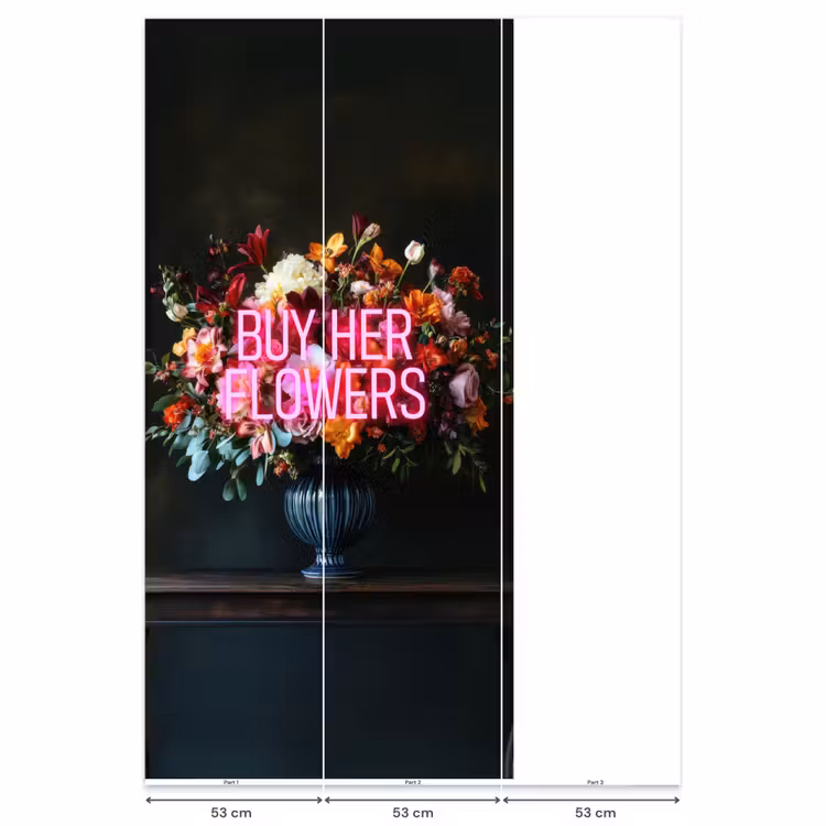 Quote - Bloemen - Vaas - Neon Behang Vlies klein -USP_banen