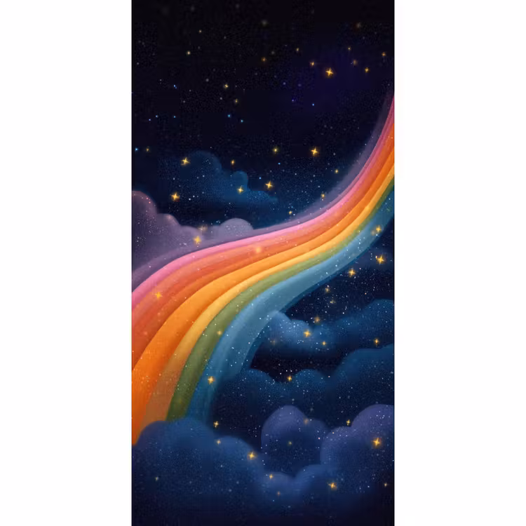 Regenboog - Sterrenhemel - Kleurrijk Behang Vlies klein -3d_website