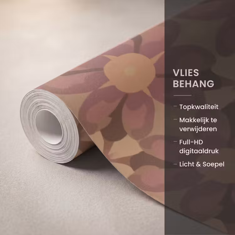 Retro - Bloemen - Bruin Behang Vlies klein 1076 -USP_closeupNL