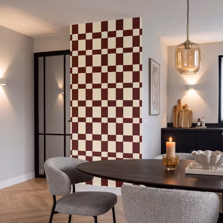 Retro - Patroon - Bruin Behang Vlies klein 1076 -sfeer3