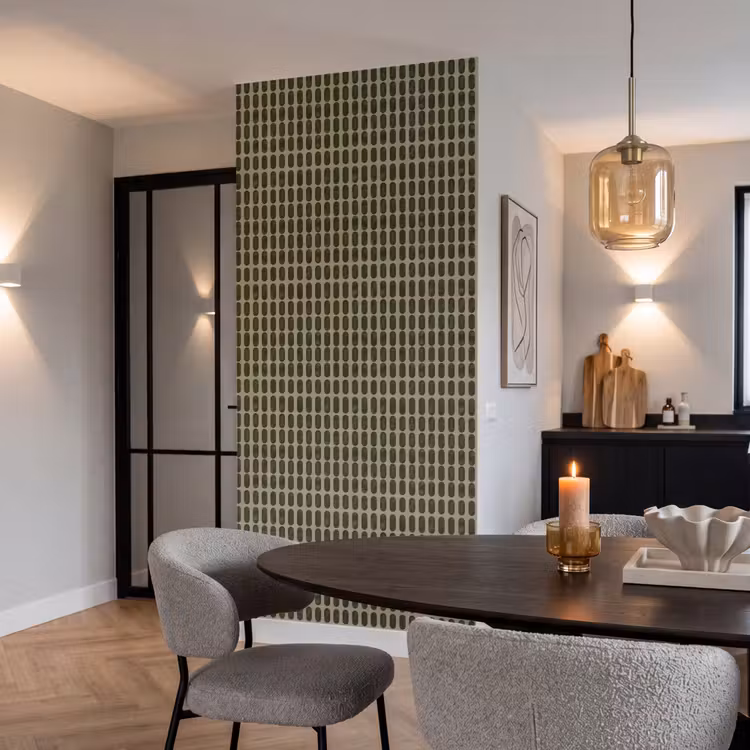 Ritmisch - Effect - Groen Behang Vlies klein 1076 -sfeer3