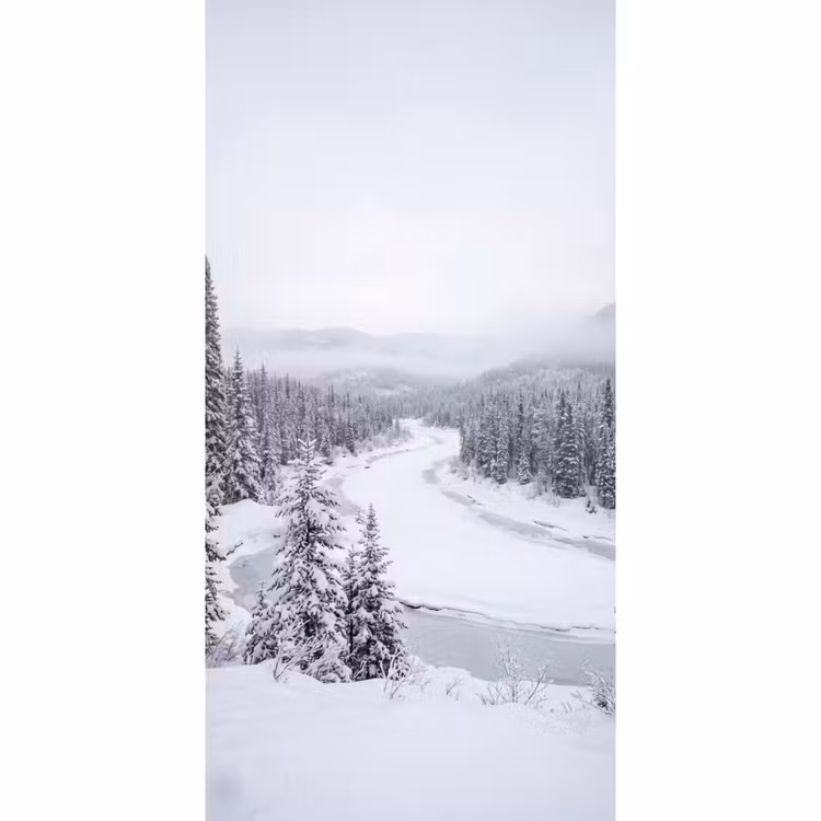 Rivier - Bevroren - Landschap - Winter Behang Vlies klein -3d_website