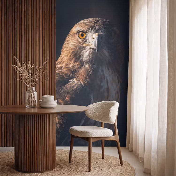 Roofvogel - Buizerd - Bruin Behang Vlies klein -sfeer1